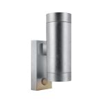 Nordlux Tin Vægbelysning Metal og Glas Grå Up & Down | 76mm - IP54 - Egnet til 2x GU10 - Bevægelses- og Lyssensor