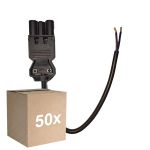 Fordelspakke 50x Noxion GST - Kompatibel Forsyningskabel Sort - Han + Åbne ender - 0,3m - 2 pole 0,75mm2