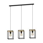 Eglo Pendel Lampe Libertad Stål Træ Sort Brun | IP20 - Egnet til 3x E27 